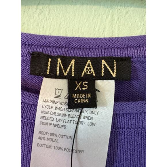 NWT IMAN Global Chic XS purple Pink Womens Purple Poncho Sweater Top - Picture 3 of 4